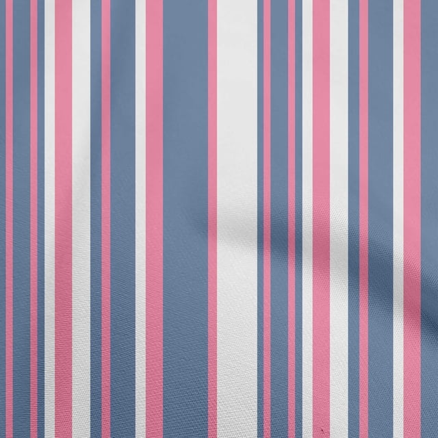 oneOone Rayon Dusty Blue Fabric Stripes Sewing Material Print Fabric By The Yard 56 Inch Wide-QC
