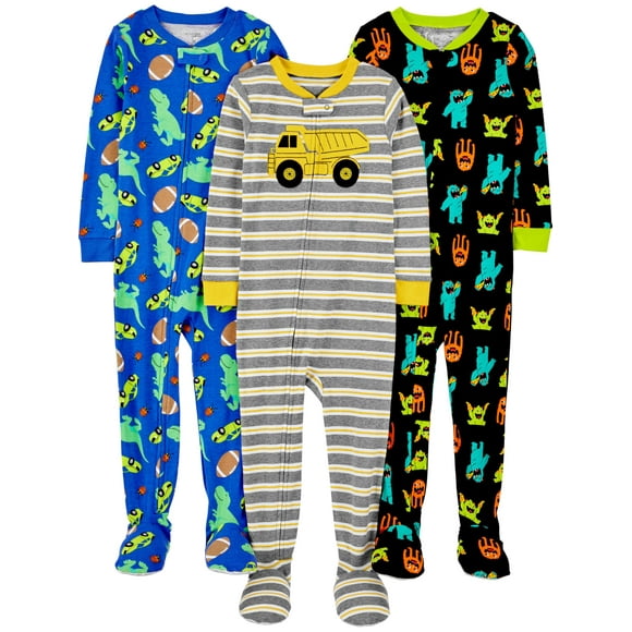 Pijama de algodón con patas ajustadas para bebés, paquete de 3 unidades, 24 meses