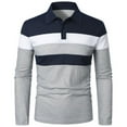 thumbnail image 1 of SOMOWI Graphic Tees for Men Patchwork Splicing Button Turn Down Long Sleeve Grey Fall Top 3XL, 1 of 4