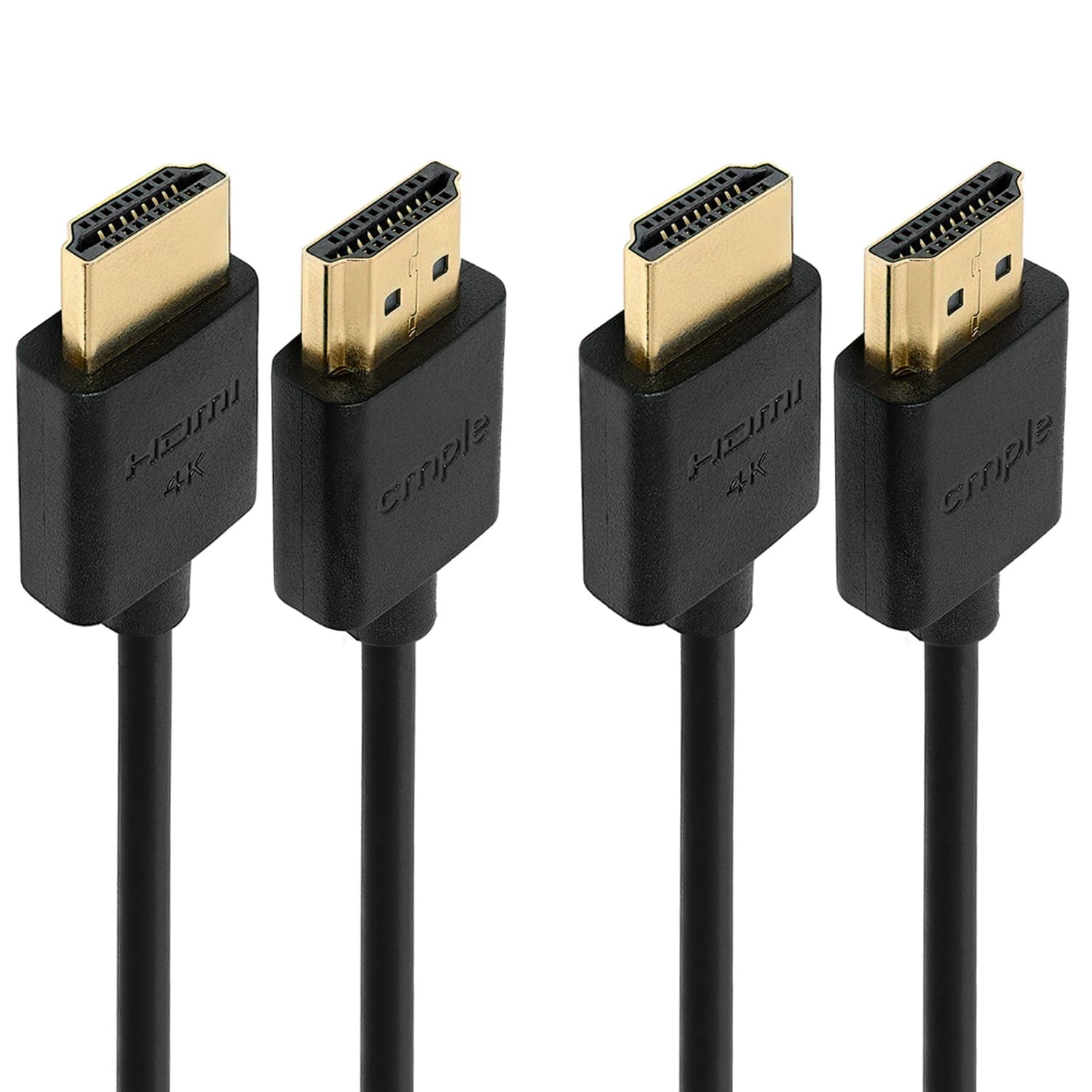Cmple 4K HDMI Cable 6 ft, 2-Pack Ultra Thin