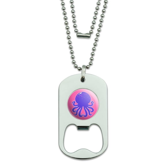 Cute Octopus Tentacles Ocean Military Dog Tag Bottle Opener Pendant