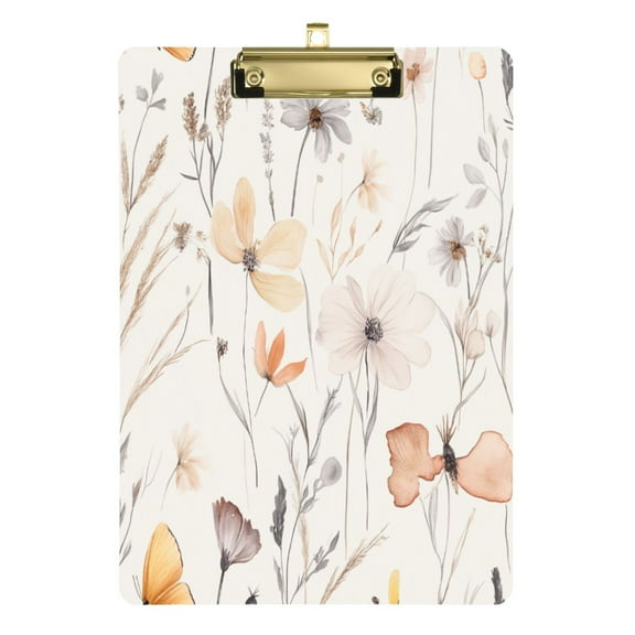 Elegant Silk Flowers 12.5x9in Clipboard, Durable Acrylic with Metal Clip and Wall Hook for Office or Classroom