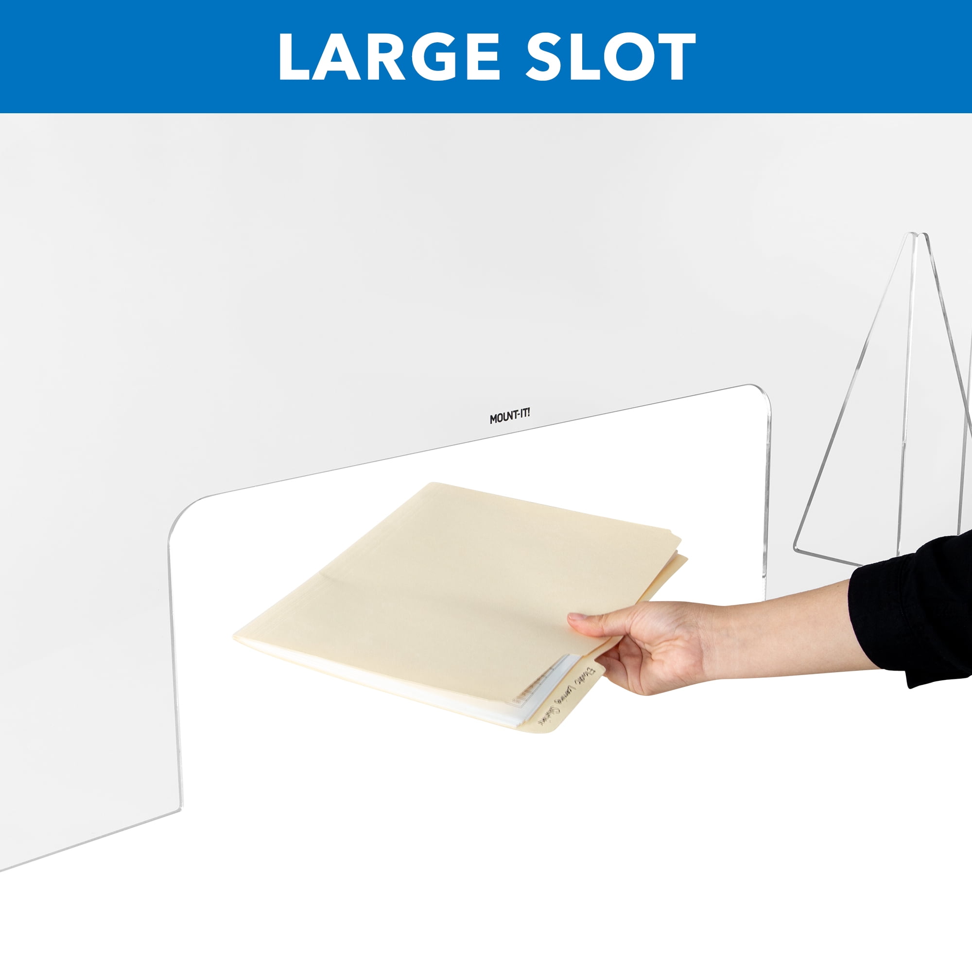 Mount-It! Acrylic Protective Sneeze Guard 47.2" x 23.6" x 9" | Clear Plexiglass