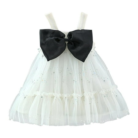 

OJinShaWanO Toddler Dress Up Costumes Toddler Girls Sleeveless Bowknot Tulle Sequin Ruffles Princess Dress Dance Party Dresses Clothes White Cotton Blend 6-12 Months