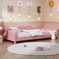 thumbnail image 2 of Twin Size Wood Daybed, Sherpa Fabric Sofabed with Cloud-Shaped Backrest, Upholstered Day Bed Frame Bedroom Sofabed for Multipurpose Guest Room or Living Room, Pink, 2 of 9