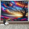 thumbnail image 4 of Ambesonne Space Tapestry Wall Hanging, Galactic Landscape Nebula Sky, 60"x40", Fuchsia Blue and Peach, 4 of 4
