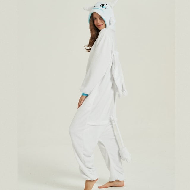 Onesies de animales de dibujos animados de franela de Anime Train Your Fury, pijama de invierno Unisex para adultos, ropa de dormir gruesa de dragón sin dientes para mantener el calorfuria ligeraSG Deng Xun unisex