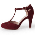 thumbnail image 2 of J. Adams Pepper Mary Janes -Comfortable Vintage Retro Strap Cutout Low Nude Kitten Heel for Women, 2 of 6
