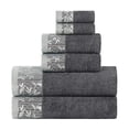 thumbnail image 3 of BNM Cotton Floral Border 6 Piece Assorted Towel Set, Grey, 3 of 7