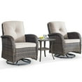 thumbnail image 3 of Bellefurn Patio Swivel Chairs Set of 2 Outdoor Swivel Rocker Patio Chair with Side Table,Wicker Patio Furniture Set for Porch Deck Backyard Poolside, 3 of 12