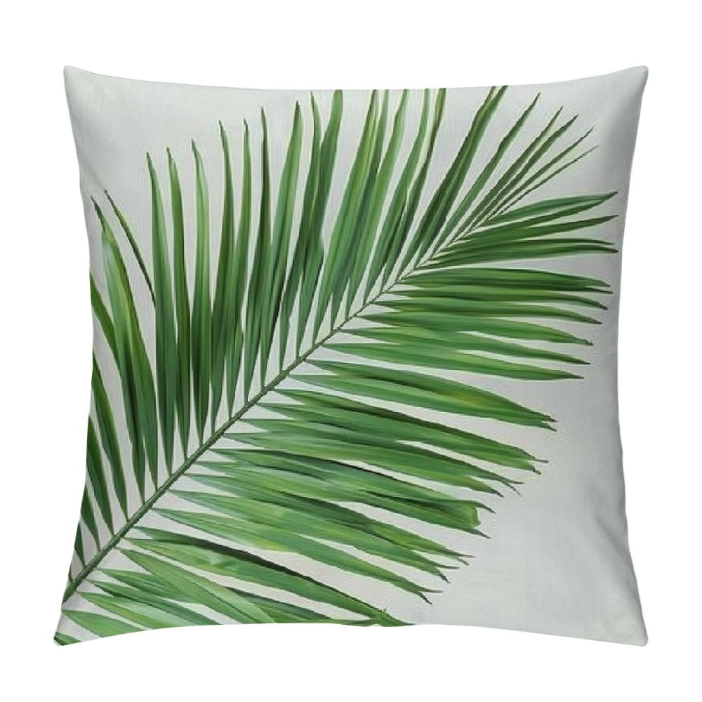 AYCZN Tropical Palm Leaves Throw Pillow Cover - 12x12 Inch, Watercolor Print, Hidden Zipper