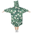 thumbnail image 2 of FORMRS Wearable Blanket Hoodie with Sleeves for Kids Cozy Flannel Sweatshirt, Small White Flowers, 2 of 7
