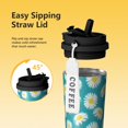 thumbnail image 3 of 18oz Travel Coffee Mug, 316 Stainless Steel Vacuum Insulated Tumbler with 2-in-1 Straw Lid & Strap, Daisy Floral Print, 3 of 6
