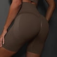 thumbnail image 2 of OSOLU Fitness Yoga Shorts High Waist Soft Spandex Riding Shorts Women's Dance Volleyball Lift Shorts Sports Soft Tummy Control Workout Athletic Gym Bottoms Brown S, 2 of 5