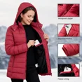 thumbnail image 6 of Winter Coat Women Long-Sleeve Water-Resistant Puffer Jacket with Hooded, Burgundy S, 6 of 8