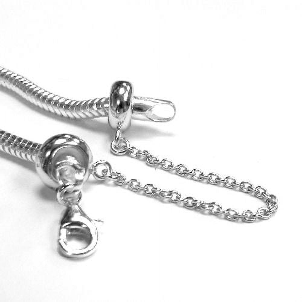 Queenberry Sterling Silver Stopper Safety Chain Bead Charm European Style Bead Charm