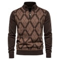thumbnail image 1 of CEHVOM Mode Homme Demi-Fermeture à Glissière Col Montant Manches Longues Pulls Tricotés Soldes, 1 of 4