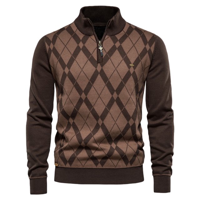 CEHVOM Mode Homme Demi-Fermeture à Glissière Col Montant Manches Longues Pulls Tricotés Soldes