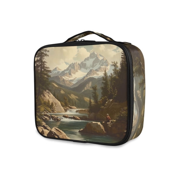 FORMRS Travel Makeup Bag Large Capacity Train Case Cosmetic Organizer with Adjustable Dividers, Snow Mountains