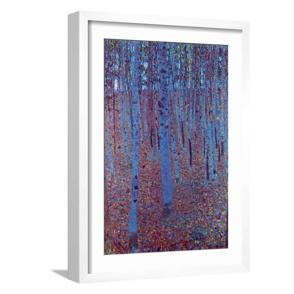Art.com Beech Forest Art Print by Gustav Klimt, White Frame Wall Art, 17" x 23"