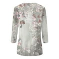 thumbnail image 4 of ReTeiv Hauts d'Été pour Femmes Mode Décontractée Imprimé Col Rond Manches Trois-Quarts T-Shirt Haut, 4 of 5