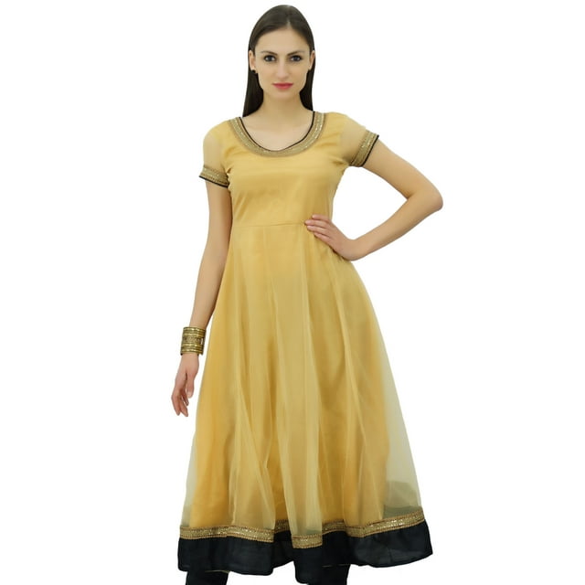 Bimba Robe Anarkali en Filet Évasé Kurta Kurti Unie Tunique Indienne Vêtements Personnalisés