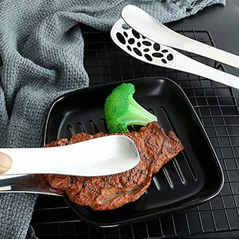 Premium Stainless Steel Kitchen Tongs BBQ Thongs Stainless Steel Meat  Barbecue Clamp Hollow Food Steak Bread Clip Kitchen Gadget Utensil 