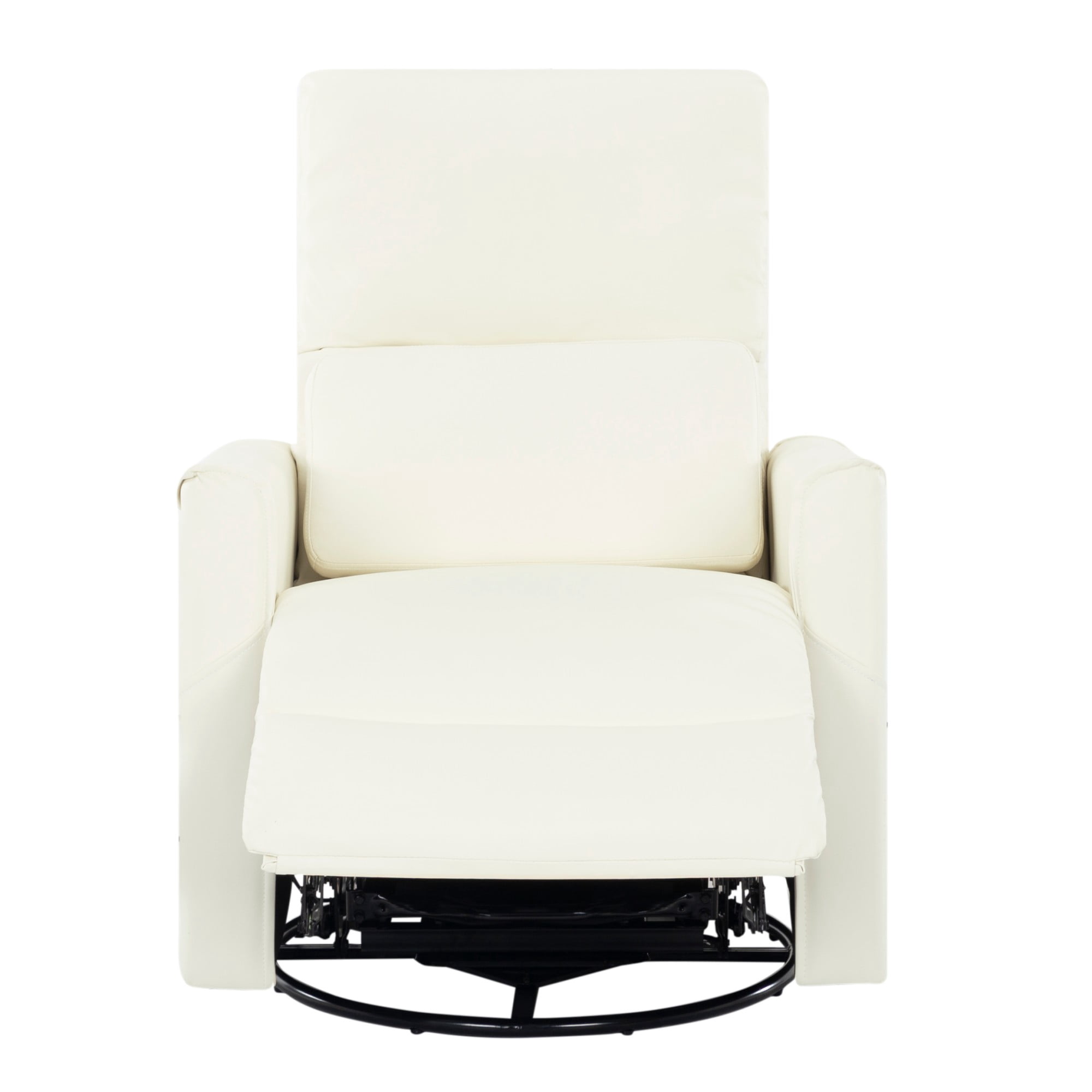BSHTI PU Leather Electric Swivel Glider Recliner Chair with Rocking Function, Modern Comfort Seating for Living Room, Bedroom（Beige）