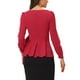 thumbnail image 3 of INSPIRAR CHIC Blusas de Peplum con Manga Larga, Cuello en V, Dobladillo Irregular y Cinturón, Rojo, Talla S, 3 of 6
