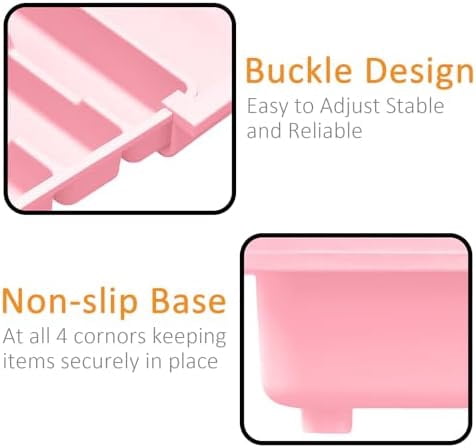 Silverware Organizer - Expandable Large Kitchen Drawer Organizer Utensil Organizer with 2 Knife Block Inserts, 22"x 19"Cutlery Tray with Drawer Dividers for Kitchen Flatware (Pink)