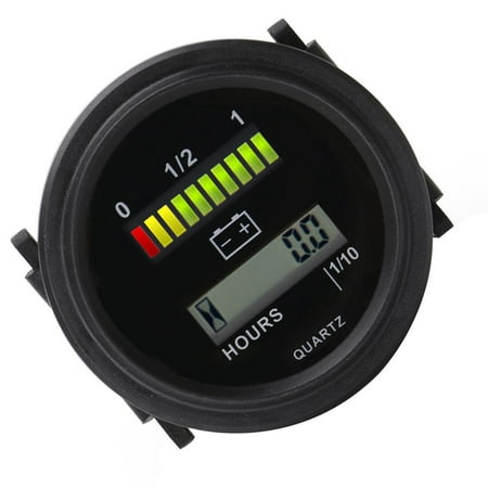 

Thinsont Multifunctional Battery Gauge Quartz LED Battery Indicator with Digital Hour Meter for Power Unit Storage Battery