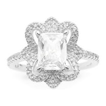 Kelsey Engagement Ring Sterling Silver Emerald Cz Womens Ginger Lyne Collection