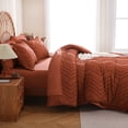 thumbnail image 4 of Sheet&Joy Twin Comforter Set with Sheets Burnt Orange - 5 Pieces Boho Tufted Shabby Chic Bed in a Bag, Fluffy Soft Farmhouse Bed Set for All Seasons, 4 of 7