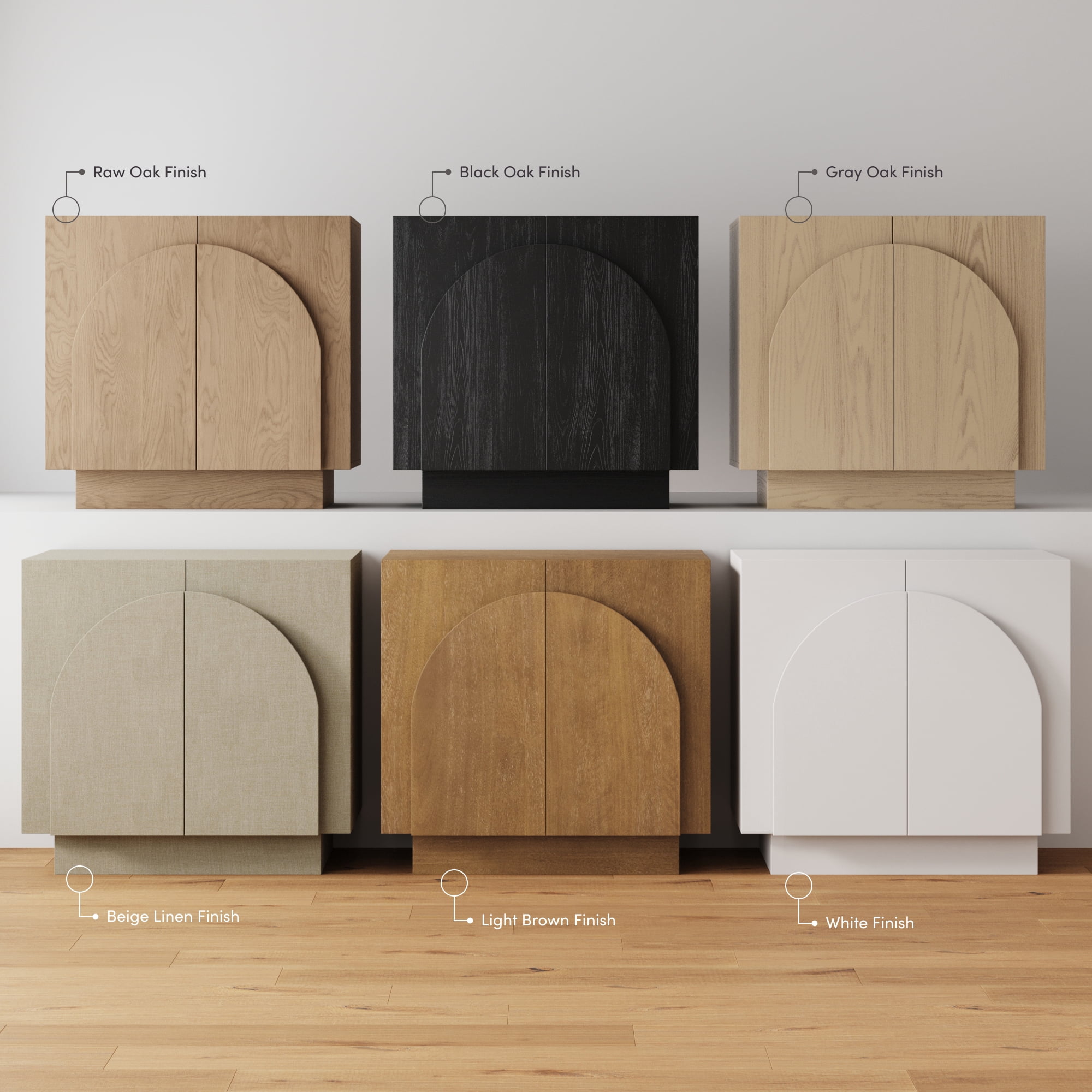 Nathan James Iris Mid-Century Modern Credenza, White Storage Cabinet, Living Room Wood Storage Cabinet with Arched Cabinet Doors