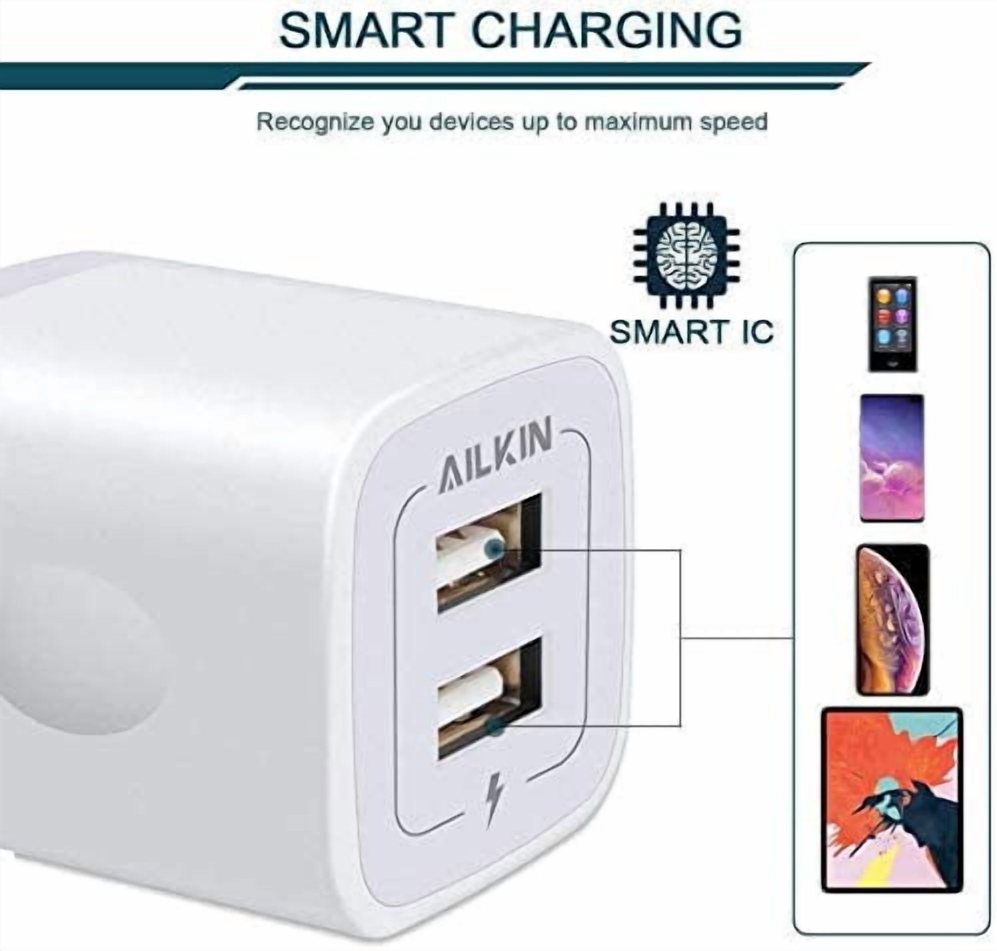 RGHJAR-【5Pcs】 USB Plug, Wall Charger Fast Charging Block, Power Adapter Cube 2 Port Charge Travel Brick Cell Quick Chargers Box cargador for iPhone 17 16e 16 Pro Max 15 14 13 12 SE 11Pro Max Samsung
