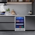 thumbnail image 5 of Beverage Refrigerator - 120 Cans Capacity Cooler, Under Counter Fridge with Glass Door,LED Touch Control, Safety Locks, Removable Racks, For Kitchen, Bar, Office, Built-in/Freestanding, 5 of 9
