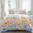 thumbnail image 2 of Spring Floral Bedding 3 Piece Duvet Cover Set California King, Watercolor Botanical Colorful Summer Soft Microfiber Comforter Cover with Zipper Closure & Pillowcases, FadeResistant Quilt Cover, 2 of 9