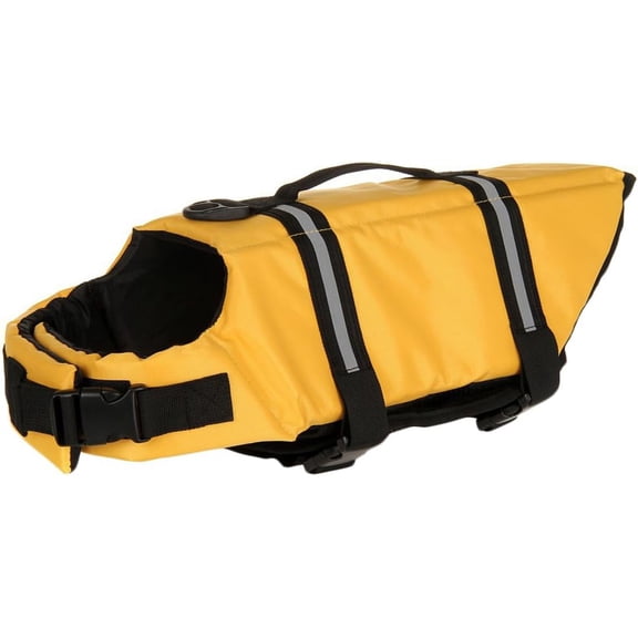 Pet Life Jacket Adjustable Size Dog Lifesaver Safety Reflective Pet Vest Dog Rescue Life Jacket Coat for Swimming Surfing Boating Hunting(M,Yellow)