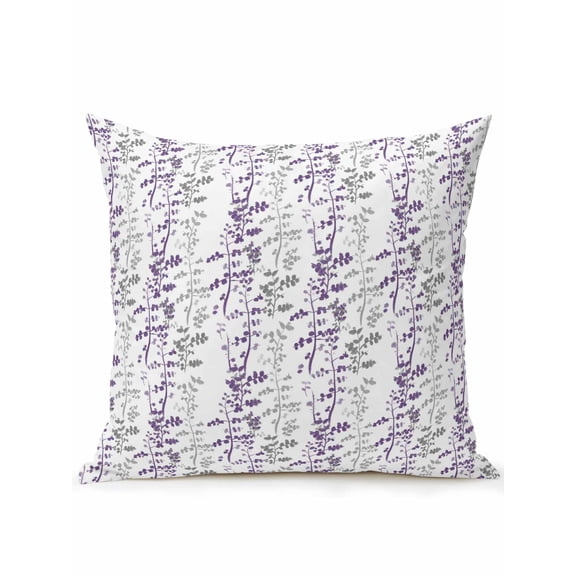 Outdoor Pillows Waterproof, Purple Grey Botanical Bedding Throw Pillows with Insert for Couch Sofa Bed, Spring Floral Summer Farmhouse 16x16 Inch Pillowcases Decorative Camping Patio Pillow Set of 1