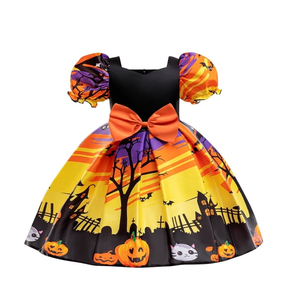 Cute Retro Witch Costume Dress for Teens Halloween Fancy Dress Party Cosplay Outfit Black 110