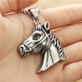 thumbnail image 4 of PAURO Men's Stainless Steel Vintage Personality Zodiac Horse Head Pendant Animal Necklace Pendant Only, 4 of 5