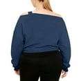 thumbnail image 5 of Levmjia Womens Fashion Sweatshirt Long Sleeve Off The Shoulder Tops Solid Color Casual Blouse Work Holiday Comfy Breathable Everyday Basic Shirt, 5 of 7
