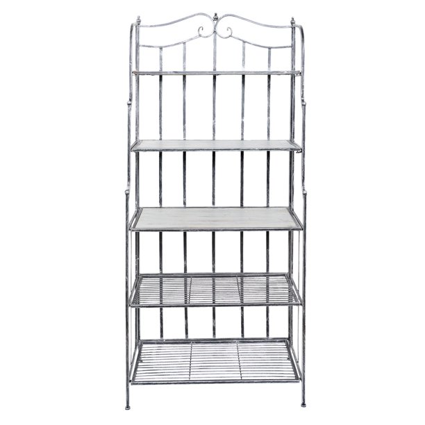 "Montclair" Bakers Rack 30" x 16" x 67¼" Antique Pewter, Barnwood Gray