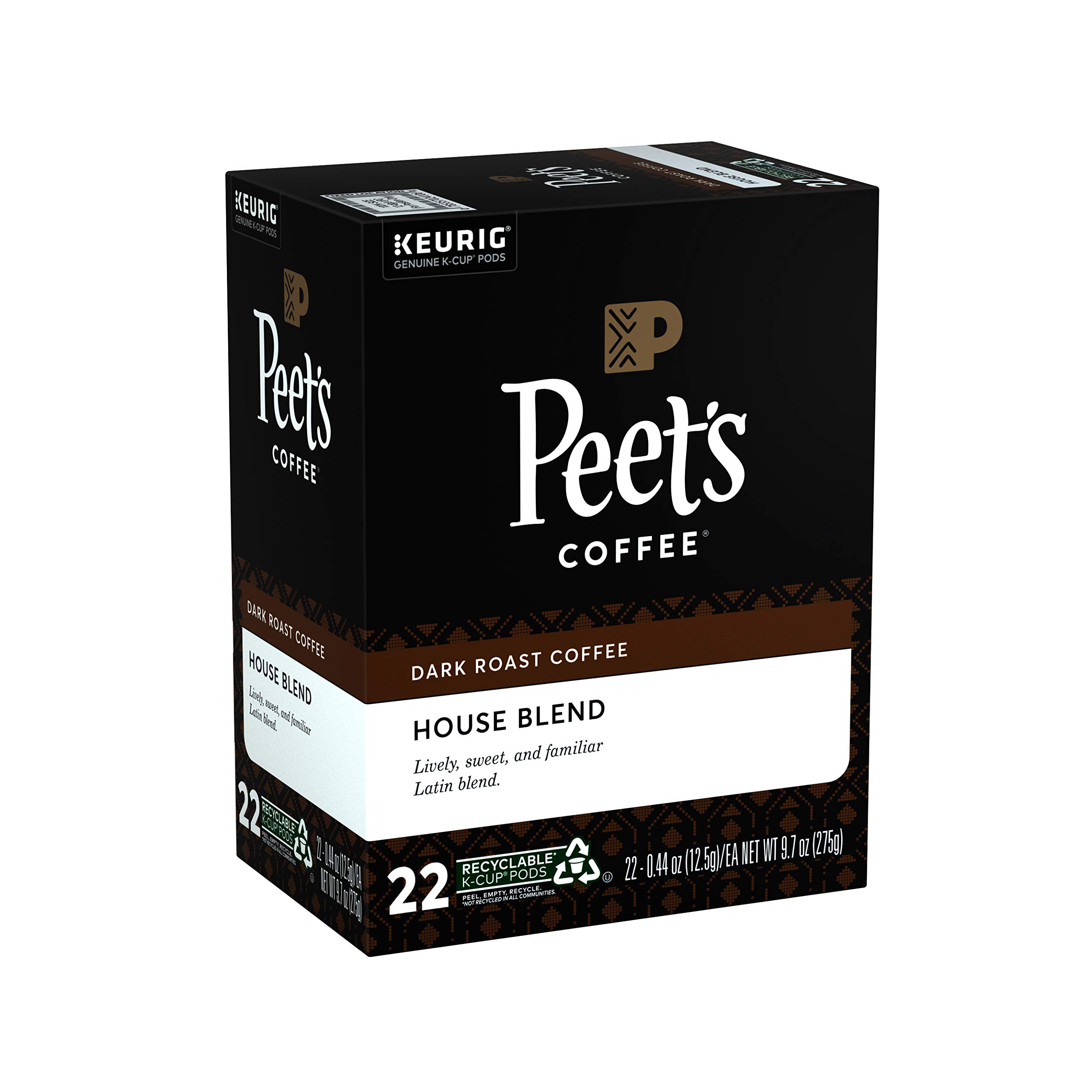 Peets Coffee House Blend, Dark Roast, K-Cup Coffee Pods For Keurig Coffee Maker, 22 Count (Pack Of 1)