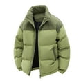 thumbnail image 4 of LTTVQM Men's Puffer Jacket Thickened Winter Coat Warm Stand Collar Color Block Zip Up Hooded Jacket Ski Puffer Coat Green M, 4 of 5