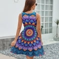 thumbnail image 6 of Purple Blue Mandala Pattern Dress Fashion Beach Long Dresses Female Party Printed Sundress, 6 of 7