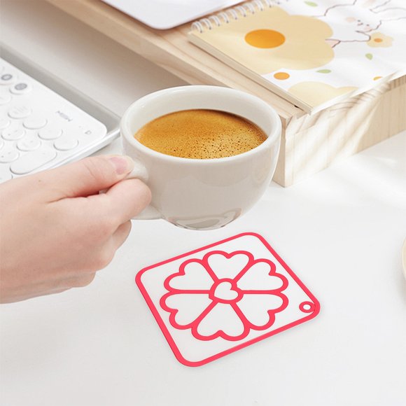 Mantel Individual de Mesa de Comedor Resistente Al Calor y Antideslizante | Fácil de Limpiar y Guardar | Mantel Individual de Pvc Rojo de 10 Cm para Mesa de Comedor