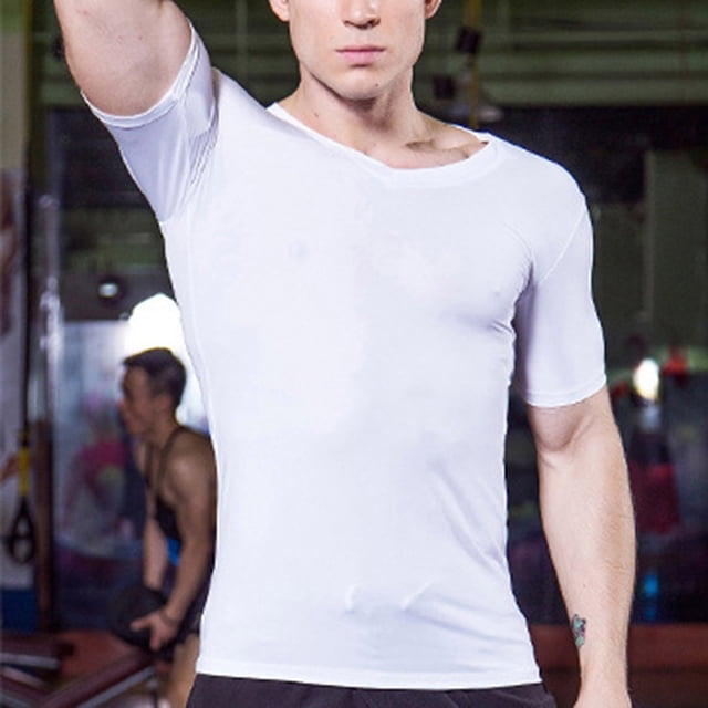 TIMIFIS White Athletic Shirts for Men Slim Solid Color Tops V Neck Short Sleeve Undershirt Quickly Dry Running Gym Workout Jogging Pullover Stretchy Shirt Summer Spring Casual Comfy Outfit