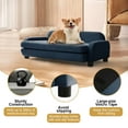 thumbnail image 2 of Medium/Large/Small Dog Couch, 35" Wide Pet Sofa for Large and Medium Dogs with Removable Mattress Cover, Luxury Raised Dog Couch Chenille Lounging Bed with Anti-Slip Bottom(Navy Blue), 2 of 9