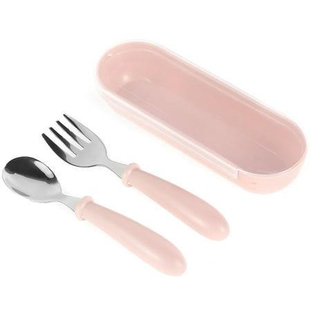 

Fyjucpa Stainless Steel Baby Tableware Set Portable Baby Spoon and Fork Set with Storage Box Cute Baby Cutlery Set Self-Feeding Learning Dishwasher Safe Baby Equipment for Child Toddler